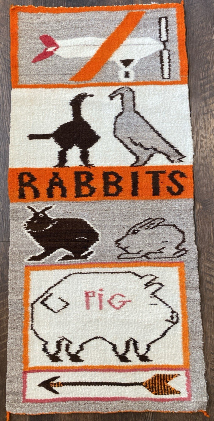 Rare 1930s 1940s Native American Navajo Pictorial Rug 