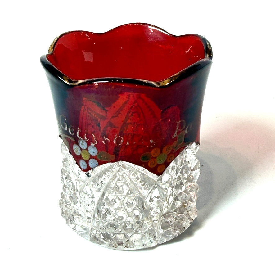 GETTYSBURG PA PENNSYLVANIA Ruby Red Flash Souvenir Glass Antique CUP TRINKET GETTYSBURG PA PENNSYLVANIA Ruby Red Flash Souvenir Glass Antique CUP TRINKET