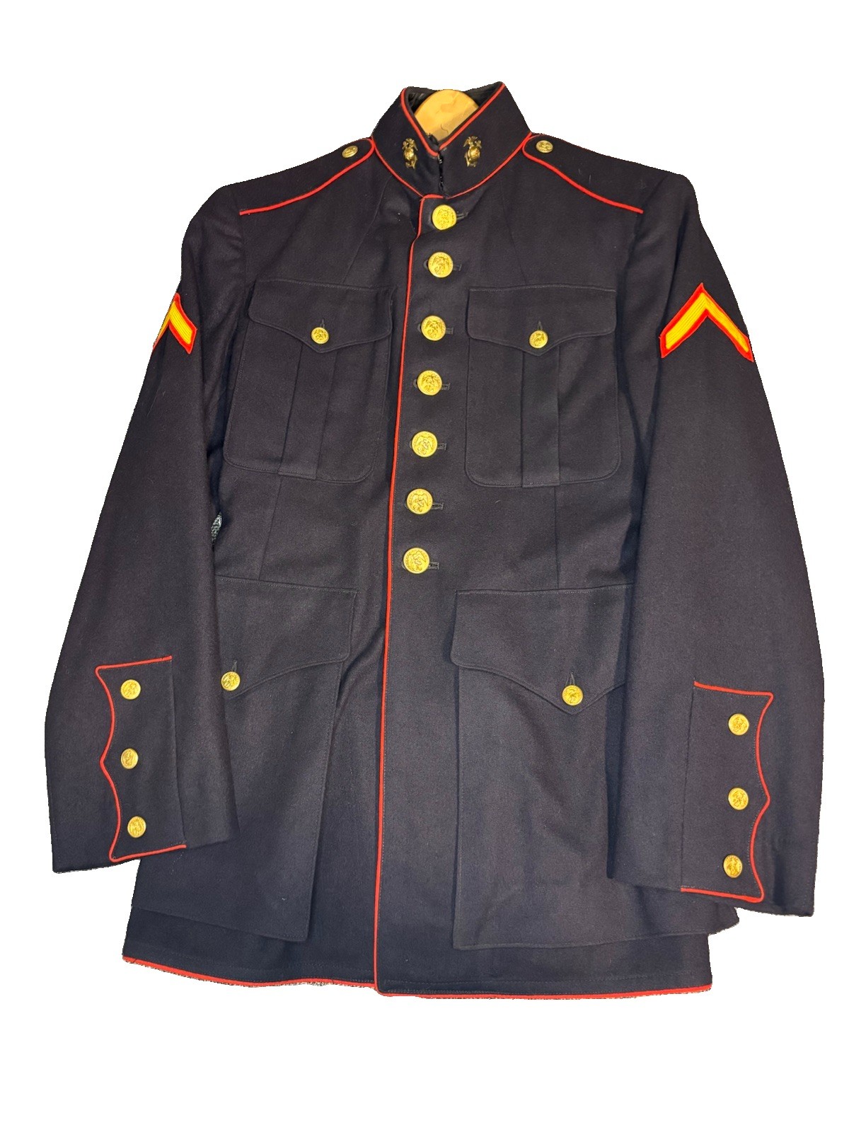 Vintage 1940s WWII US Marine Corps USMC Dress Blue Uniform Jacket Blouse Tunic