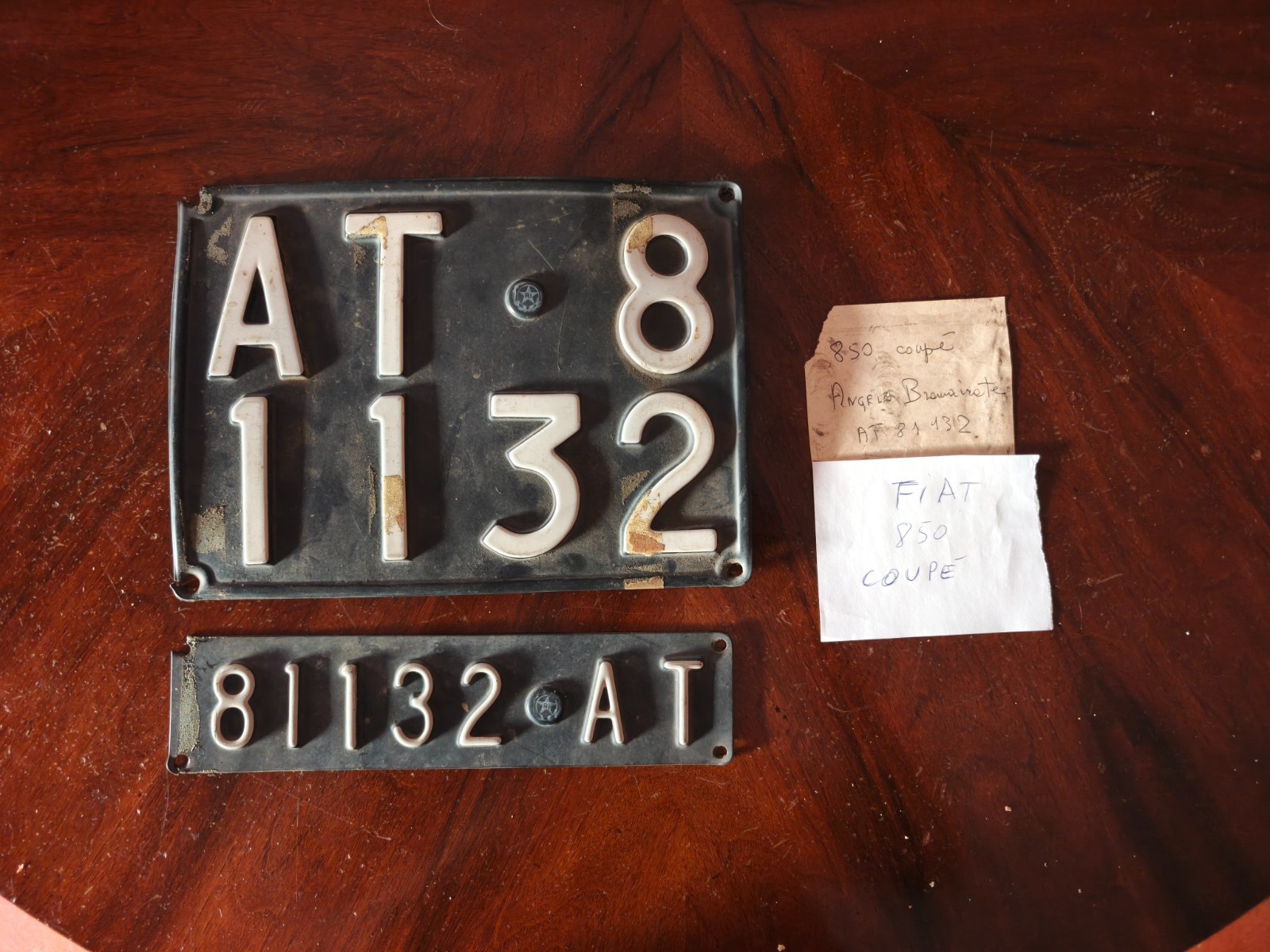 1960s Fiat 850 Coupe Plastic Front / Rear Plates Use Collection