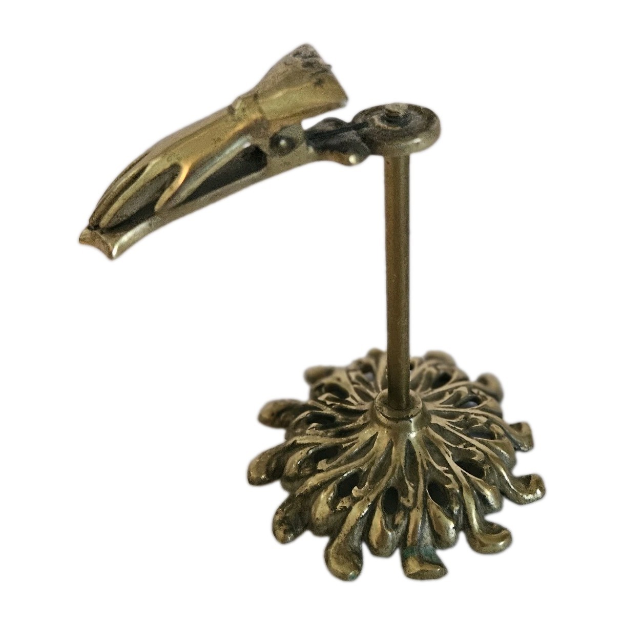 VTG Victorian Brass Hand Letter Card Holder Desktop Stand Spring Clip Japan 5 VTG Victorian Brass Hand Letter Card Holder Desktop Stand Spring Clip Japan 5