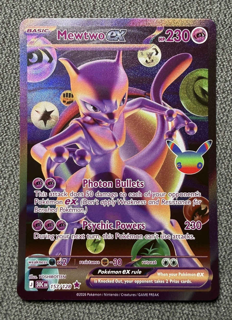 Mewtwo Ex 157/128 30th Anniversary Pokemon Card