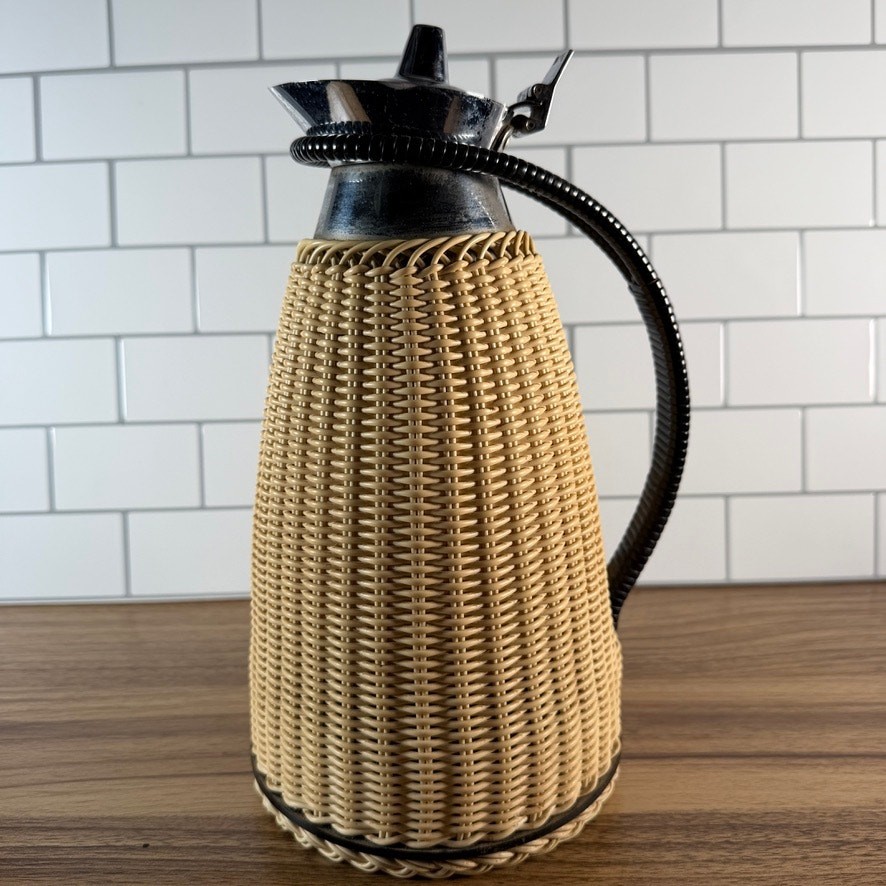 Rarw 1960s Alfi German Woven Rattan 1.2L Thermal Carafe