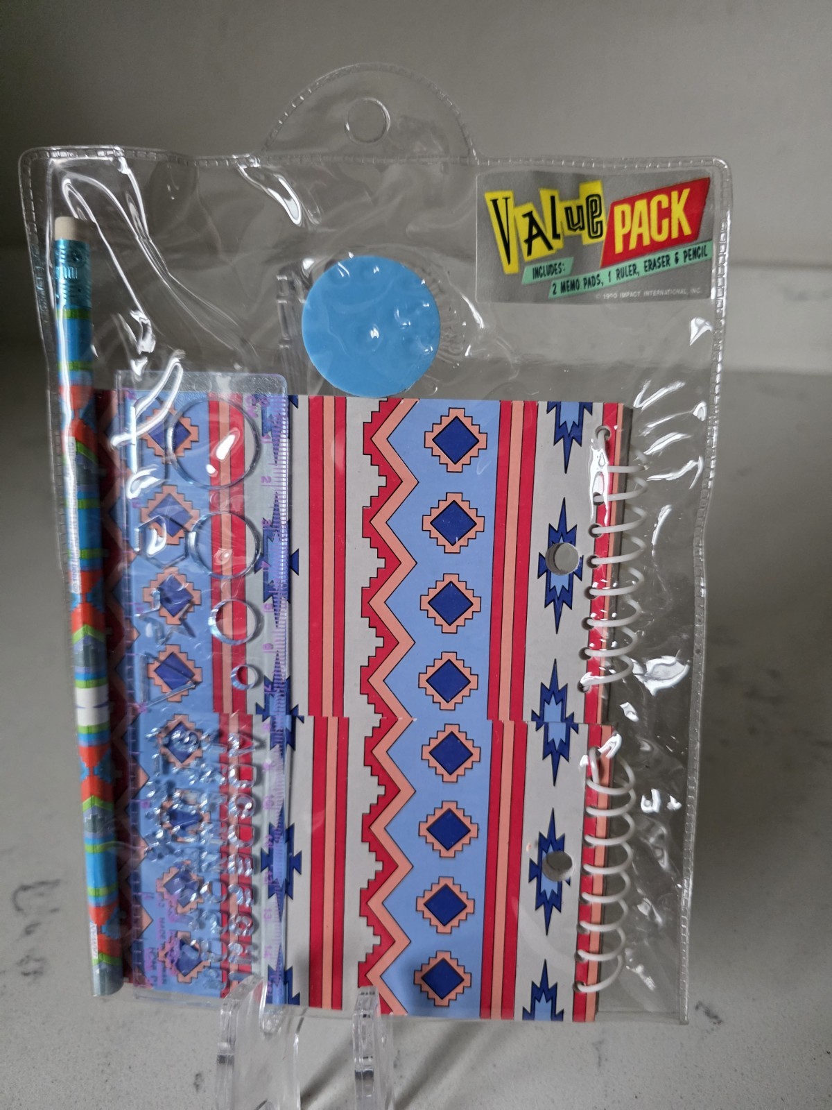 Vintage NOS 1990 Impact International Tribal Retro Notebooks Pencil Eraser Set