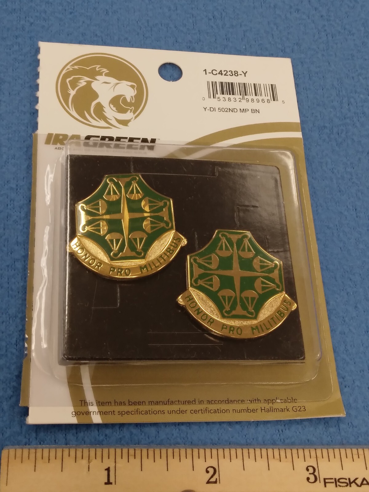 PAIR OF IRA GREEN - US Army 502nd MILITARY POLICE BATTALION DUI Crest - NEW G-23