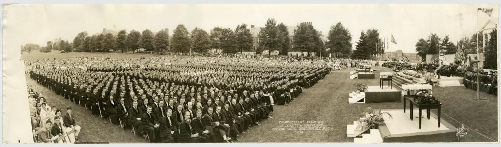 1954 Panoramic Photo Commencement Exercises University of Maryland, Fred Schutz