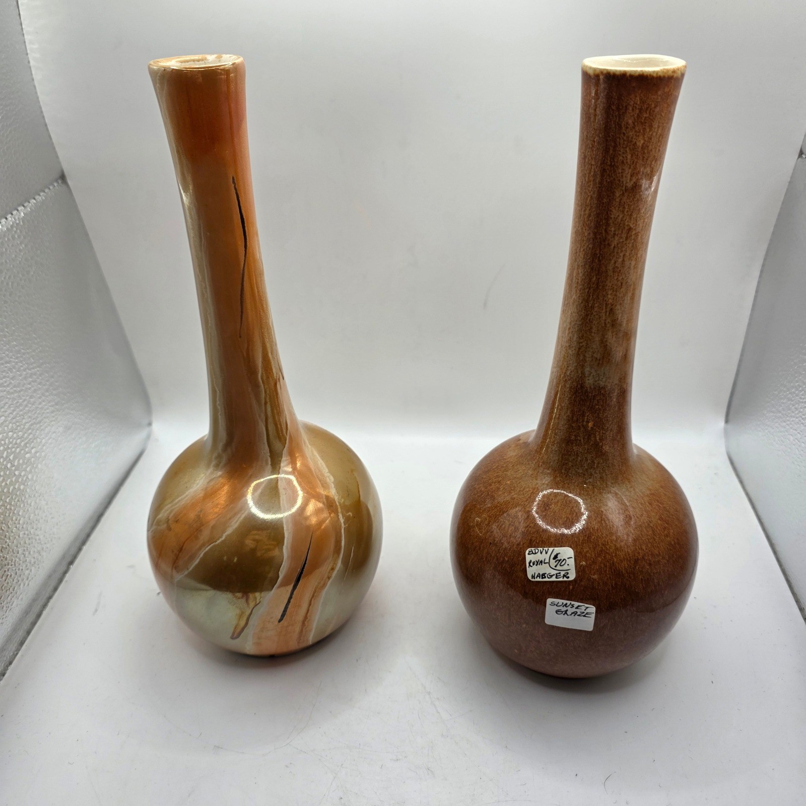 Royal Haeger Sunset Glaze Bud Vases Set of 2 Mid Century Modern Art Pottery