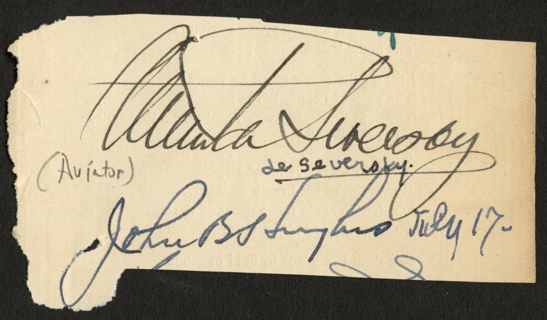 Alexander de Seversky d1974 signed autograph 2x3 cut Aviation Pioneer Inventor ^ Alexander de Seversky d1974 signed autograph 2x3 cut Aviation Pioneer Inventor ^