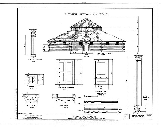 Twin Bridges Montana 1900s Madison County Fairgrounds Octagonal Pavilion HABS