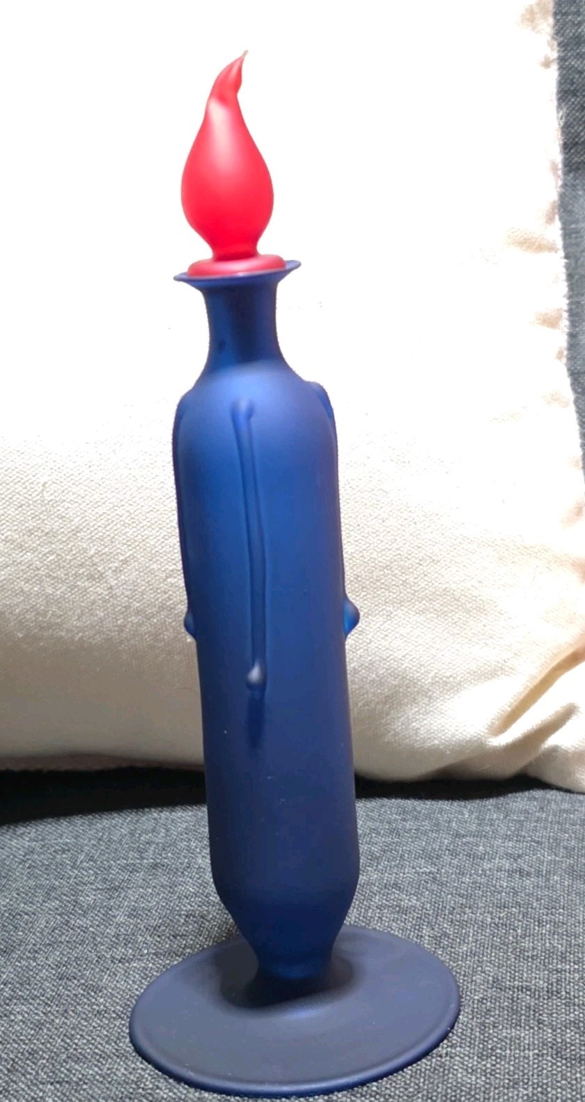 Vintage GIRAFFE Art Glass Cobalt Flaming Candle Perfume Flacon 