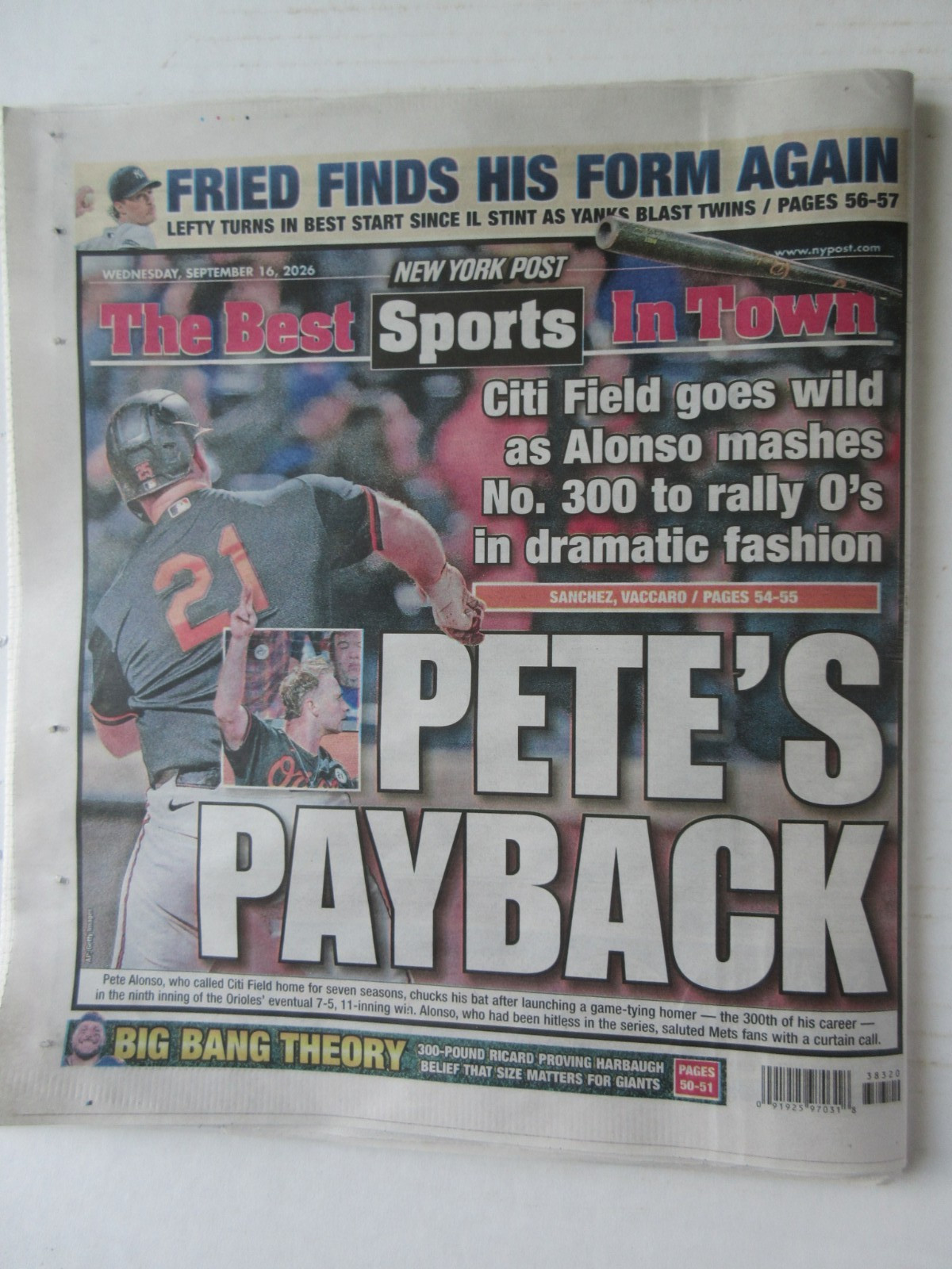 Pete Alonso HR No. 300 At Citi Field New York Post 9/16/2026 Pete Alonso HR No. 300 At Citi Field New York Post 9/16/2026