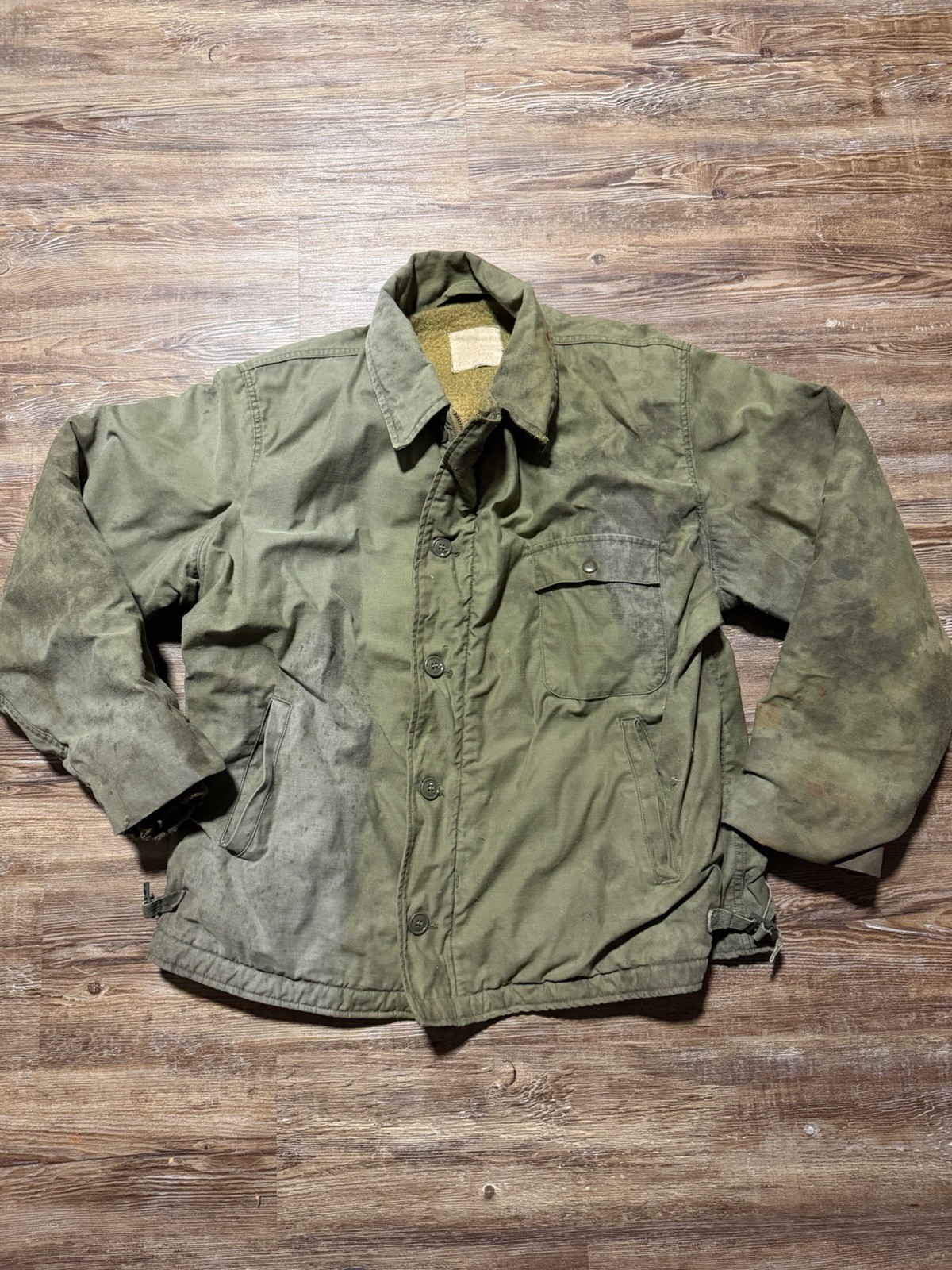 Vintage US Navy Military Deck Jacket Size XL Coat A-2 Cold Weather Thrashed