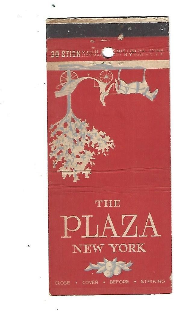 The PLAZA - New York    Matchcover