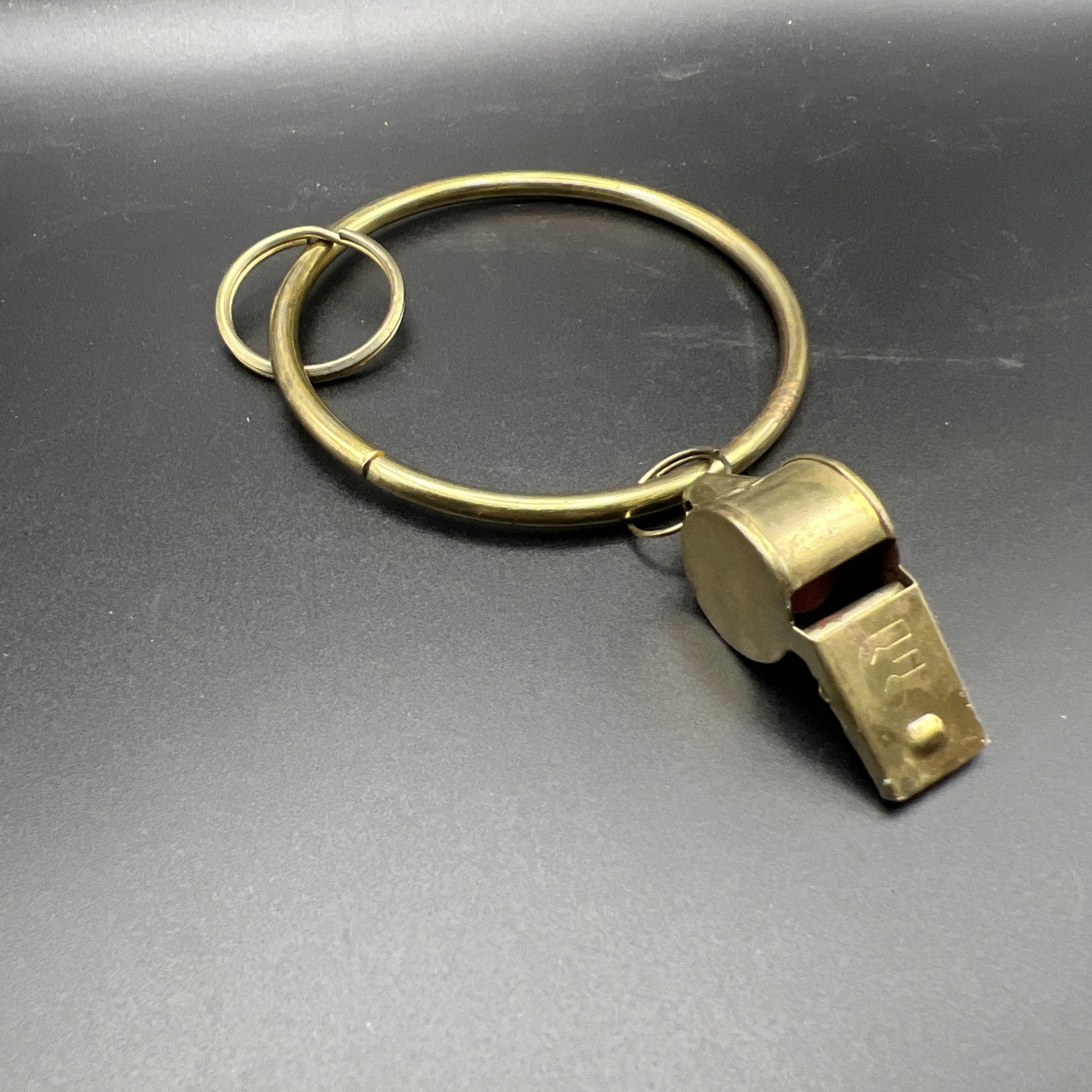 Vintage Brass Jailer\'s Whistle Key Ring