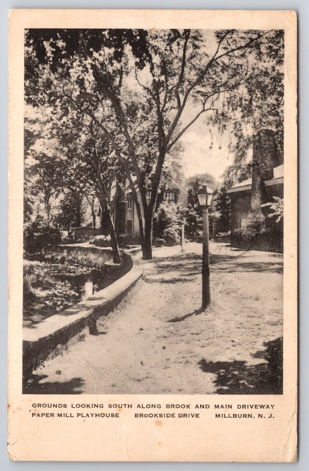 1946 Paper Mill Playhouse Millburn NJ Grounds Brookside Drive Postcard RPPC 1946 Paper Mill Playhouse Millburn NJ Grounds Brookside Drive Postcard RPPC