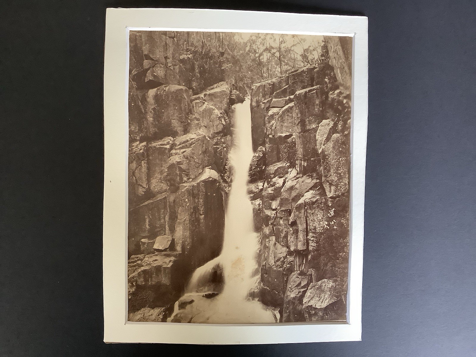 Antique  19th Century Albumen Photograph - Australian Mountain Waterfall & Gorge