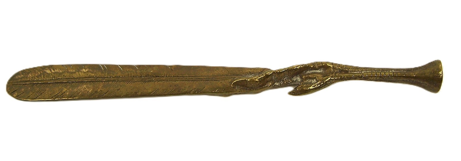 Vintage Brass Bird Talon Claw Foot Feather Letter Opener 9 3/8\ Vintage Brass Bird Talon Claw Foot Feather Letter Opener 9 3/8\