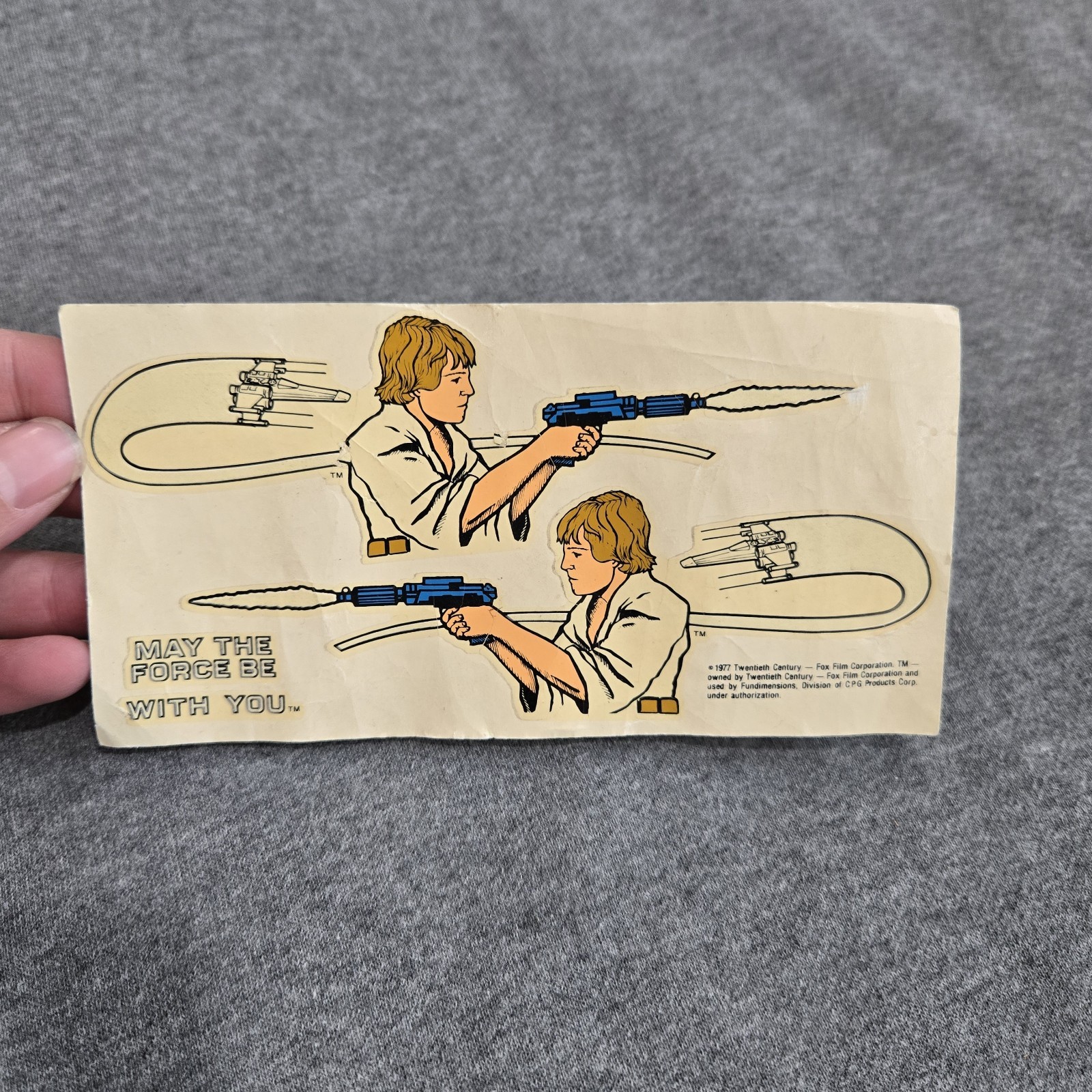 Vintage 1977 Star Wars Decal Sheet Luke Skywalker With Blaster