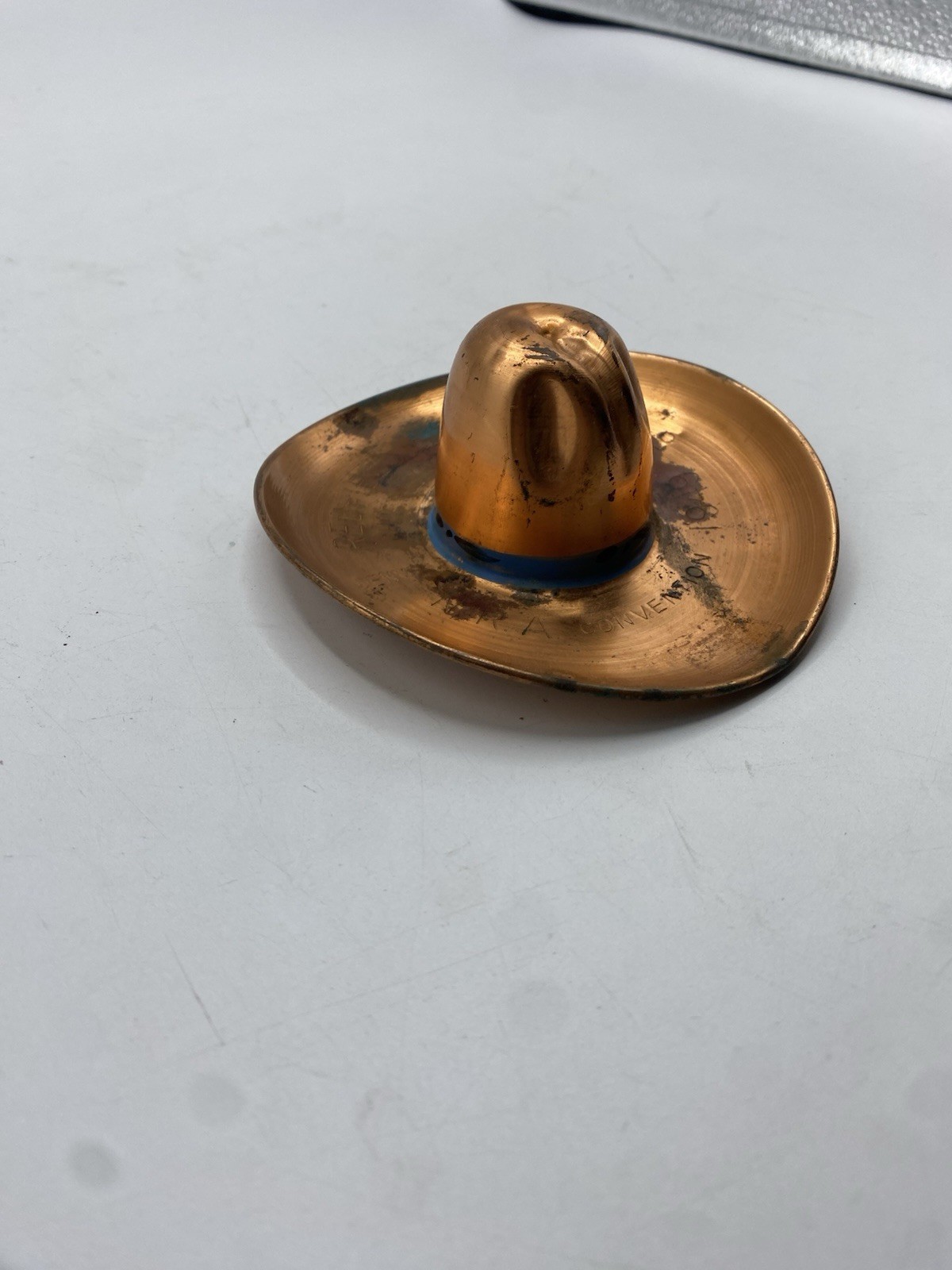 1949 Copper Cowboy Hat Ashtray Travel Souvenir Engraved NRA Convention