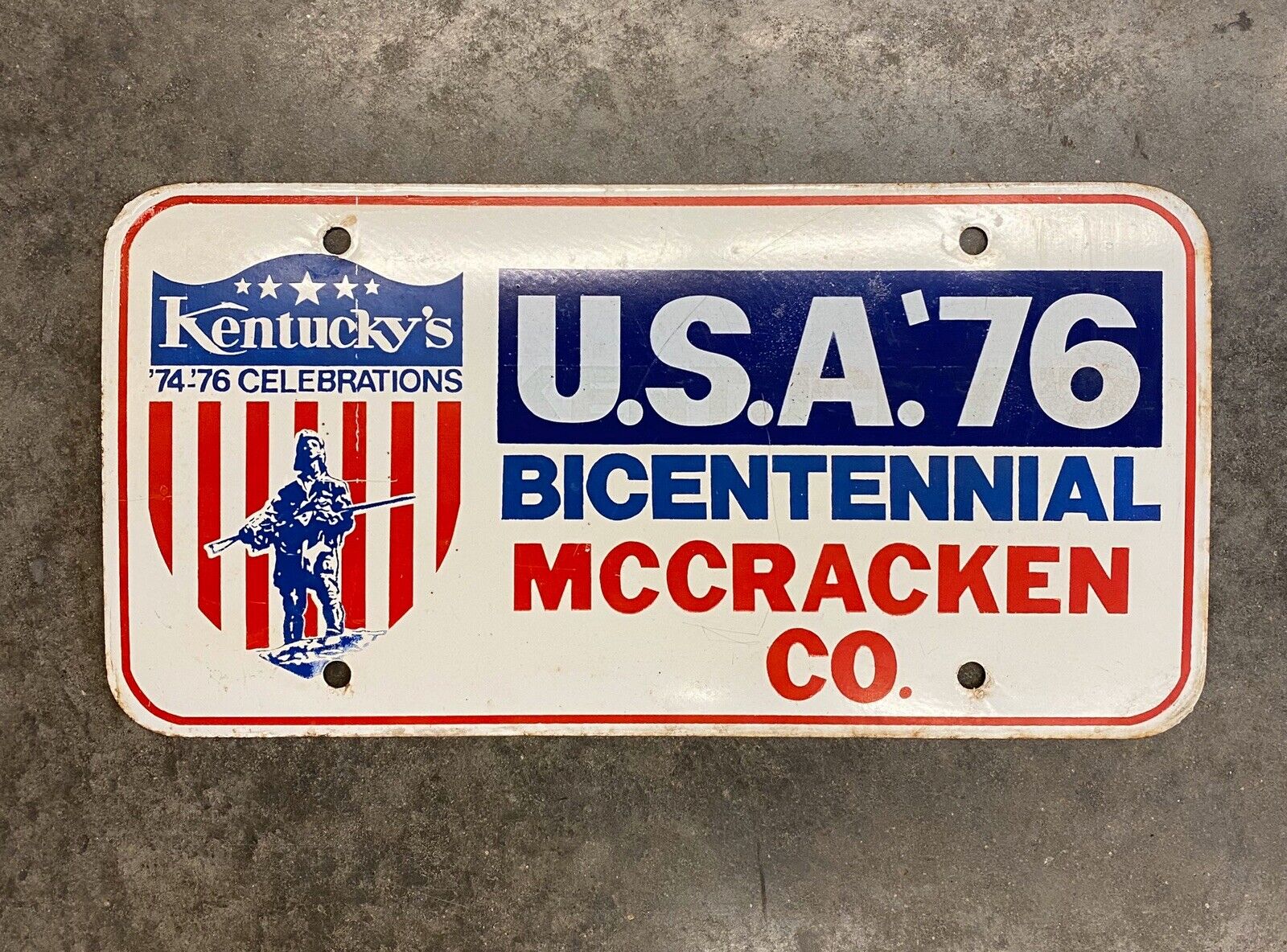 KENTUCKY Bicentennial License Plate KENTUCKY'S '74-'76 CELEBRATIONS McCracken