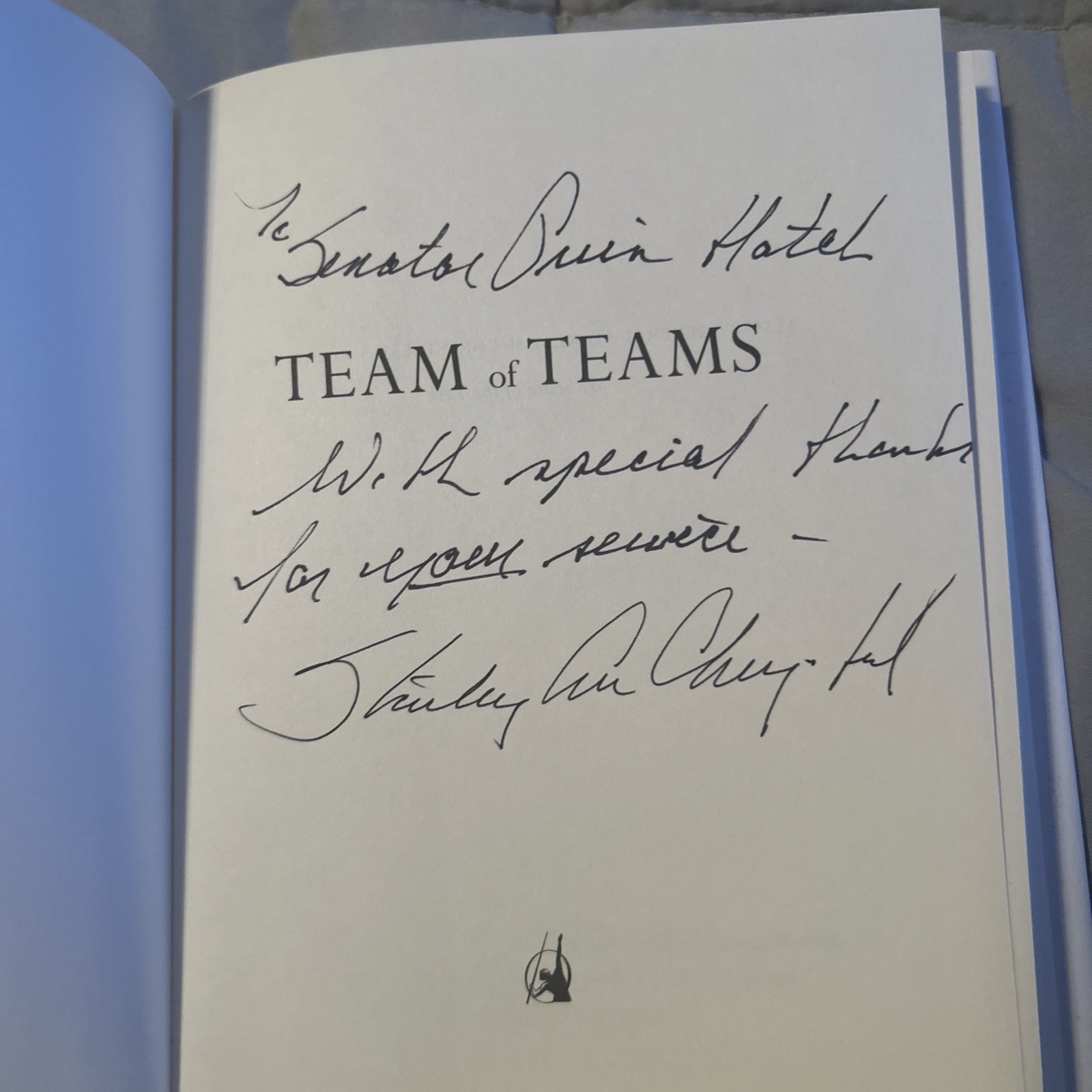 Team of Teams by Stanley McChrystal Hardcover Association book Signed 1/1 Team of Teams by Stanley McChrystal Hardcover Association book Signed 1/1