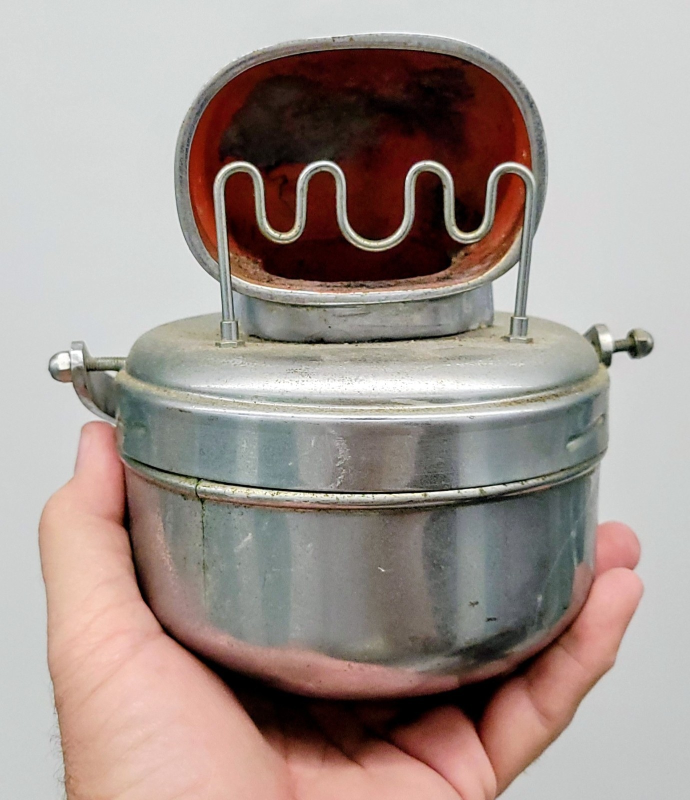 Antique Vintage Art Deco Chrome Ashtray Fog Horn Shape w Wall Mount - RARE