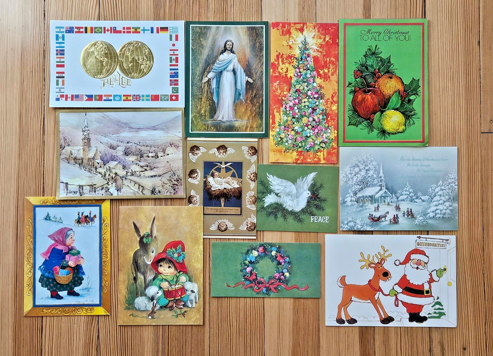 Vintage Used Christmas Greeting Cards Junk Journal Crafts 1970 Ephemera 40 Cards