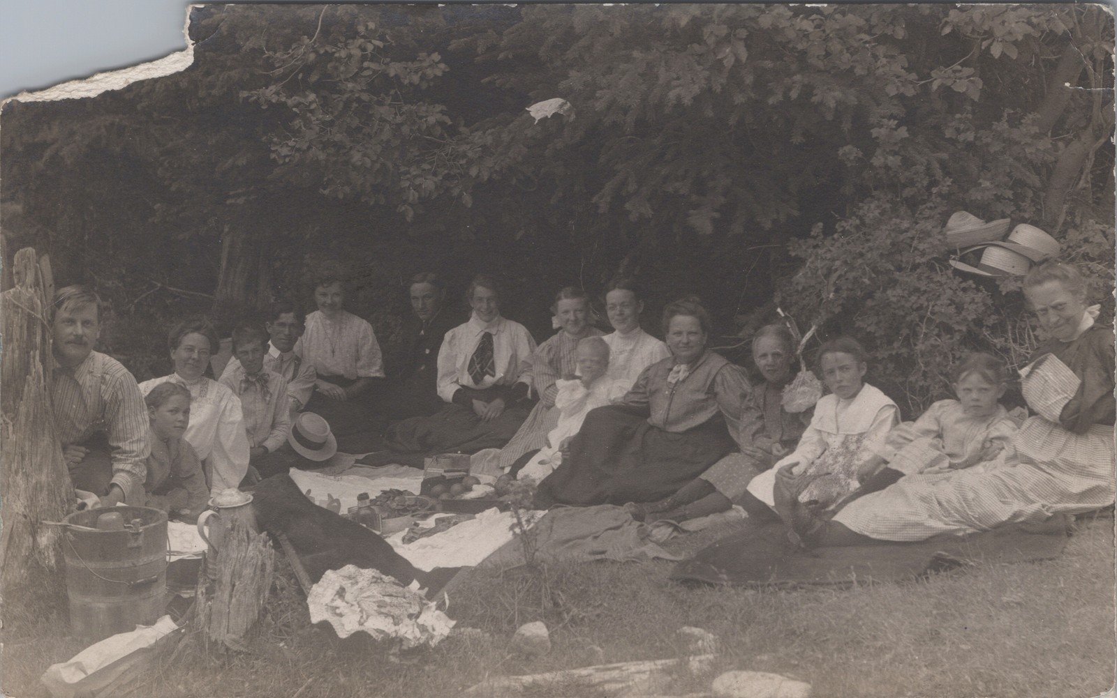 RPPC Family Picnic Group Real Photo Postcard 1908 Montana Norris Smith