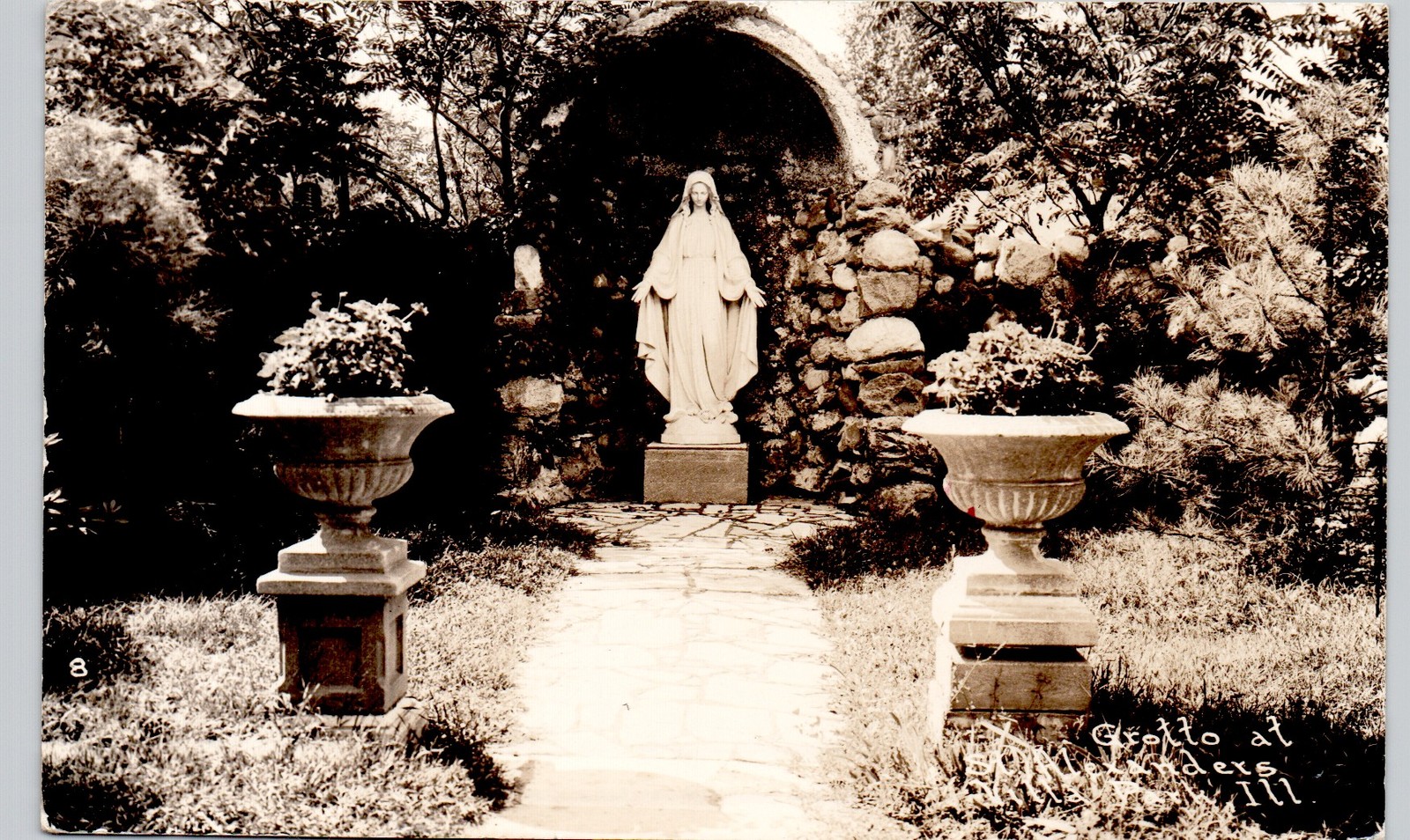 ST ALEXANDER\'S GROTTO villa park il 1949s postcard illinois real photo rppc
