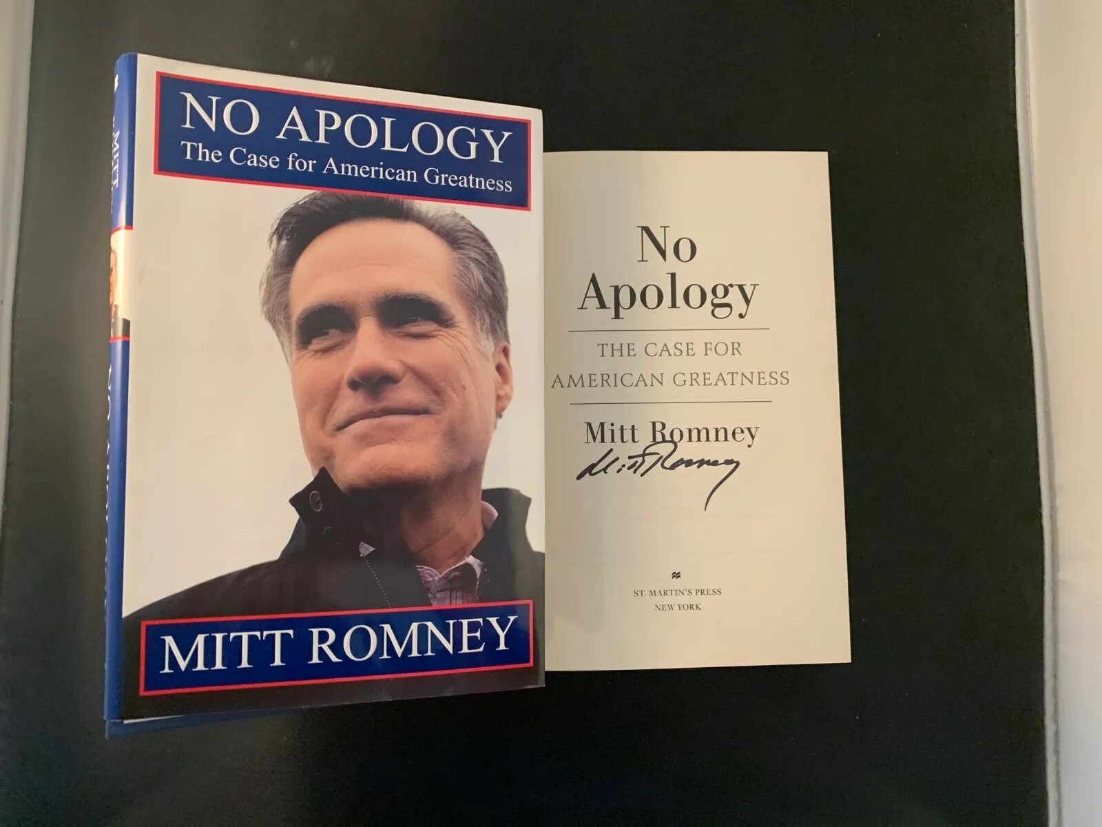 MITT ROMNEY signed NO APOLOGY HC BOOK COA AUTOGRAPH SENATOR UTAH
