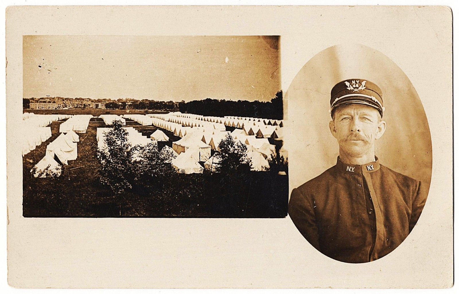 real photo New York Military Camp Uniform Tents antique postcard RPPC real photo New York Military Camp Uniform Tents antique postcard RPPC