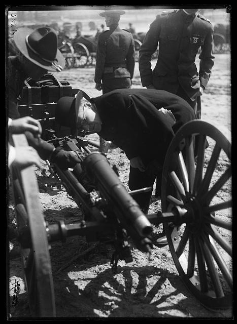 Photo:Military Artillery Inspection 1910s Soldiers Cannon Wheel