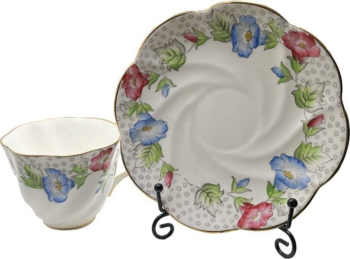 Vintage Salisbury Convolvulus Teacup & Saucer Morning Glory Bone China England