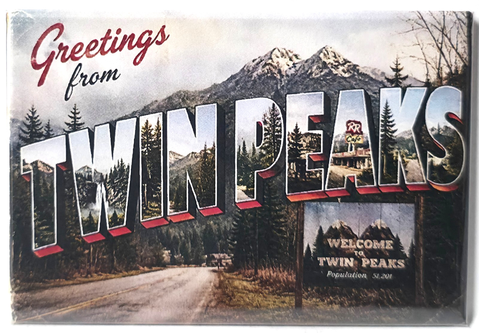 Twin Peaks Greetings From Retro TV Horror Mystery 2x3 MAGNET  Vintage