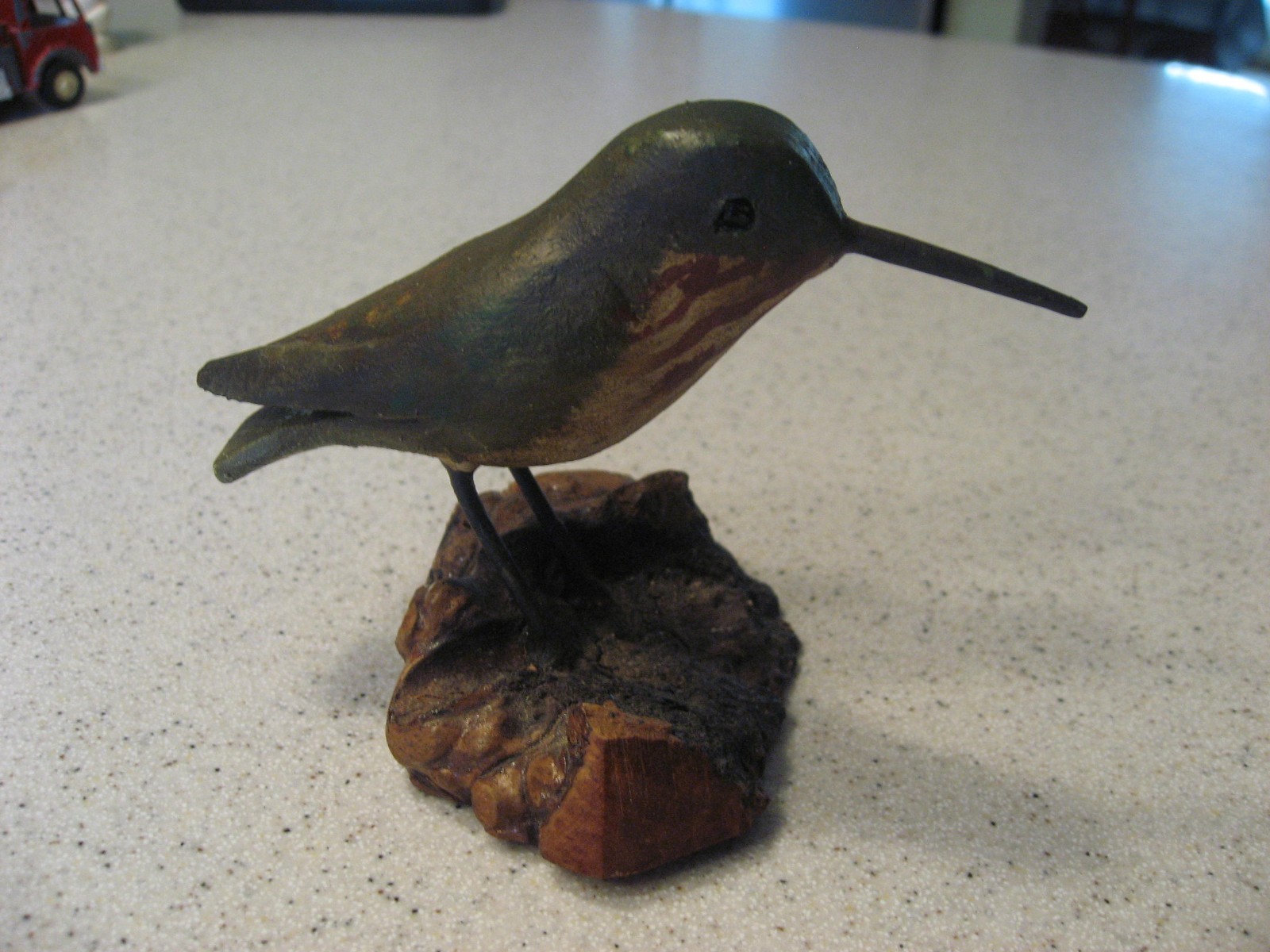 Jim Slack Signed Hand Carved Calliope Hummingbird Wood Carving Figure