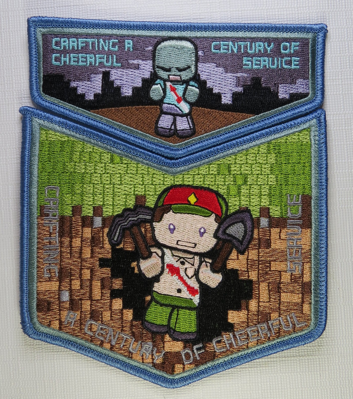 Minecraft Scout Themed OA Flap Patch Set Zombie Cheerful Service Spoof