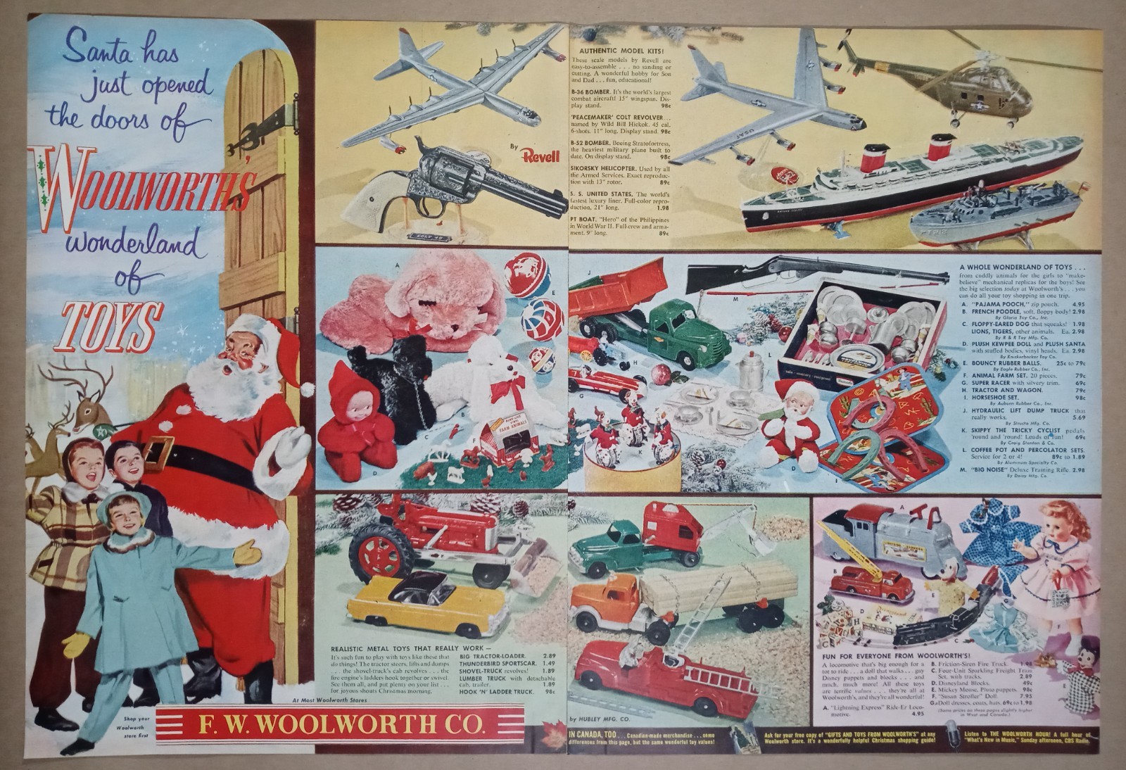 1950s WOOLWORTHS Christmas Santa Toys Price Guide Fun Vintage Poster Print Ad