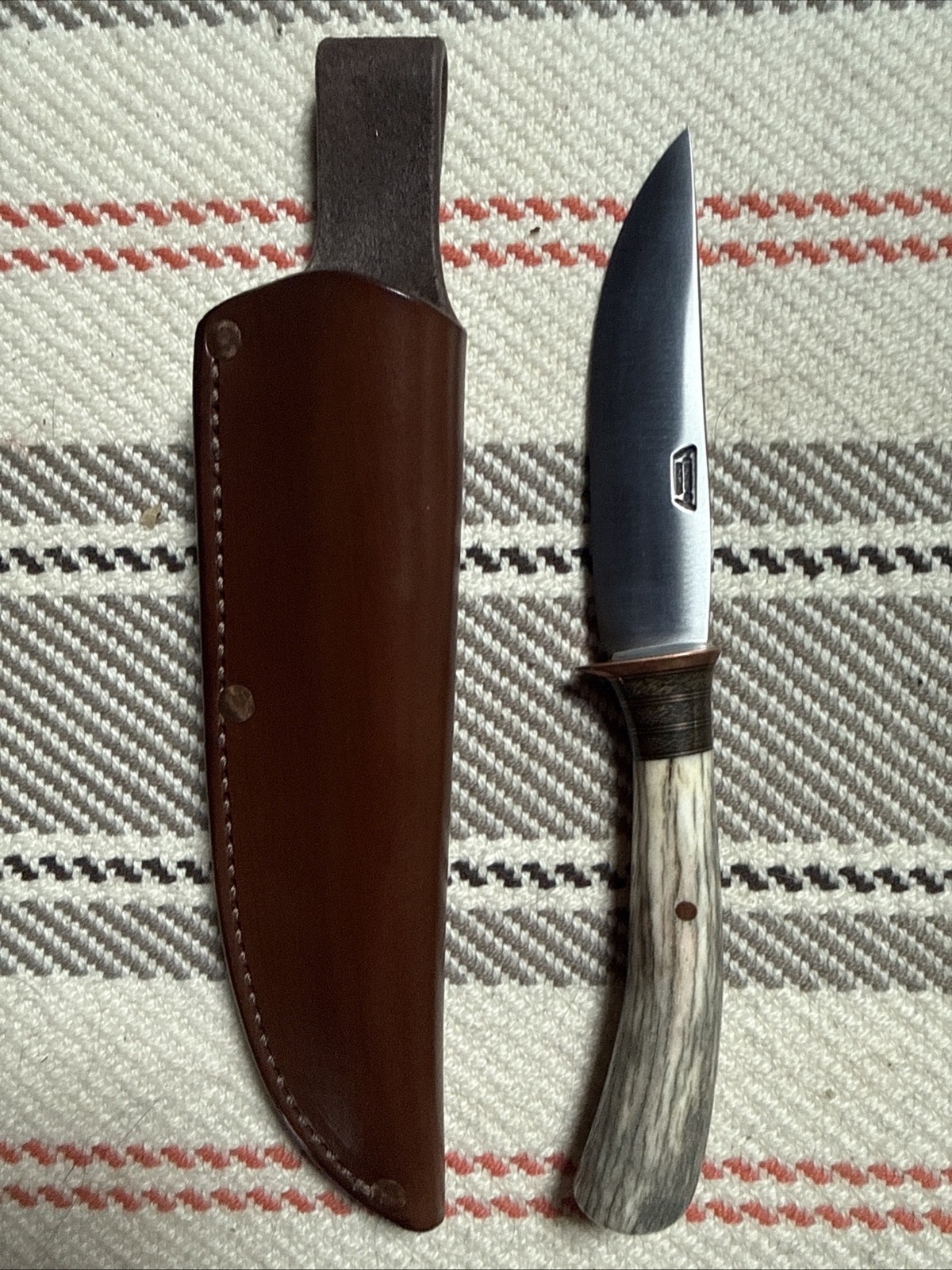 Behring Made Knives J. Behring Made Pintail Hunter Moose Tine & Sheath Brand New Behring Made Knives J. Behring Made Pintail Hunter Moose Tine & Sheath Brand New