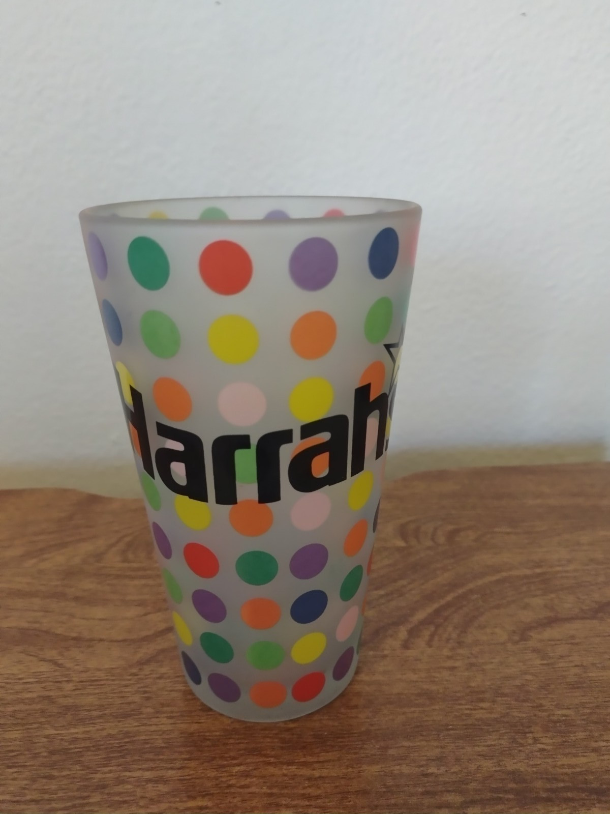 Vintage Harrah’s Casino Frosted Glass w/ Polka Dot design, Hard to Find, 6'' EXC Vintage Harrah’s Casino Frosted Glass w/ Polka Dot design, Hard to Find, 6'' EXC