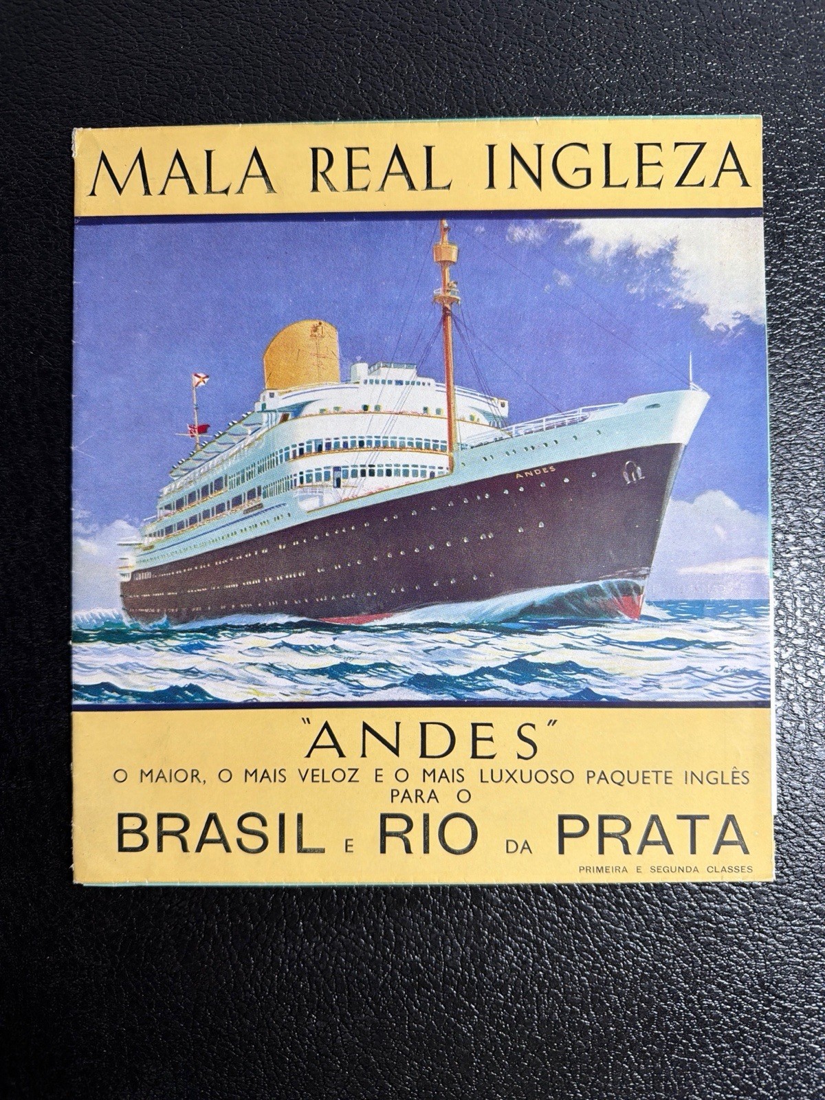 Vintage Royal Mail Lines RMS Andes Ocean Liner Brochure Mala Real Ingleza