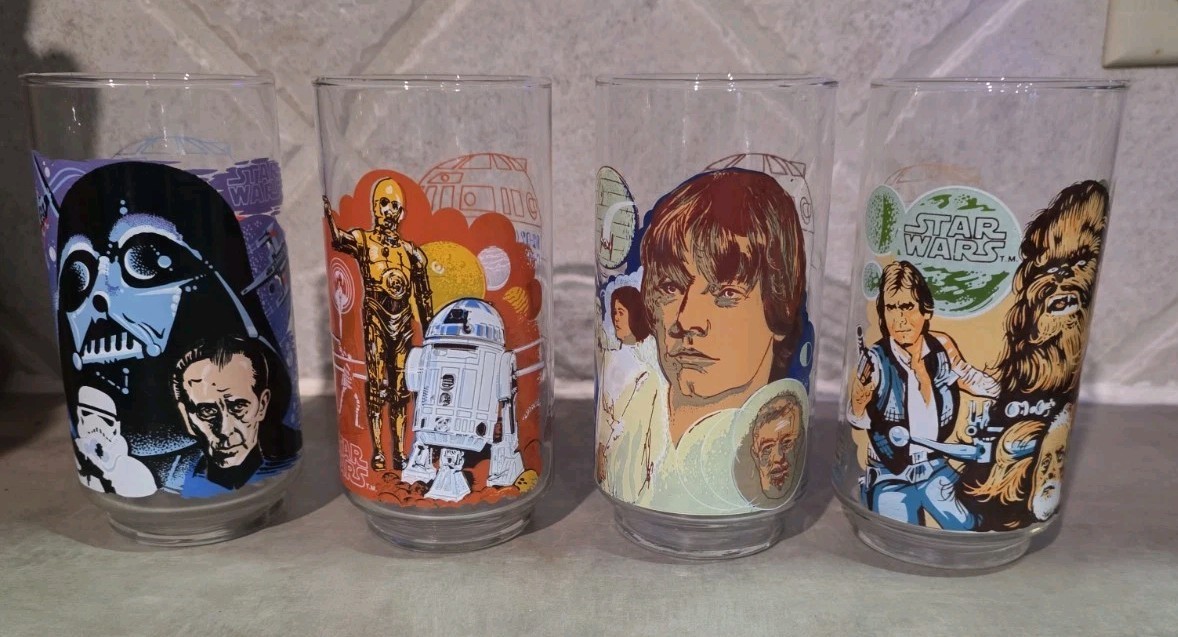 1977 Vintage Star Wars Burger King/Coca-cola Glasses  Complete Set Of 4 Unwashed