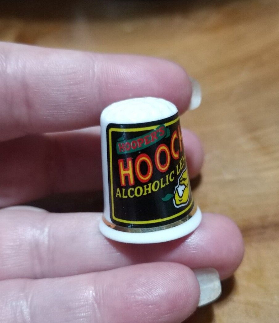 Vintage Hooper's Hooch advertising Thimble. Penzance porcelain
