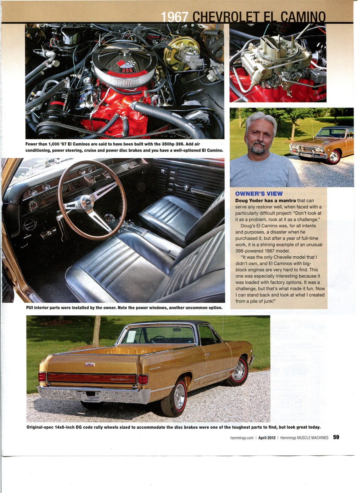 1967 CHEVROLET EL CAMINO 396 RESTORATION 6 pg Article 1967 CHEVROLET EL CAMINO 396 RESTORATION 6 pg Article