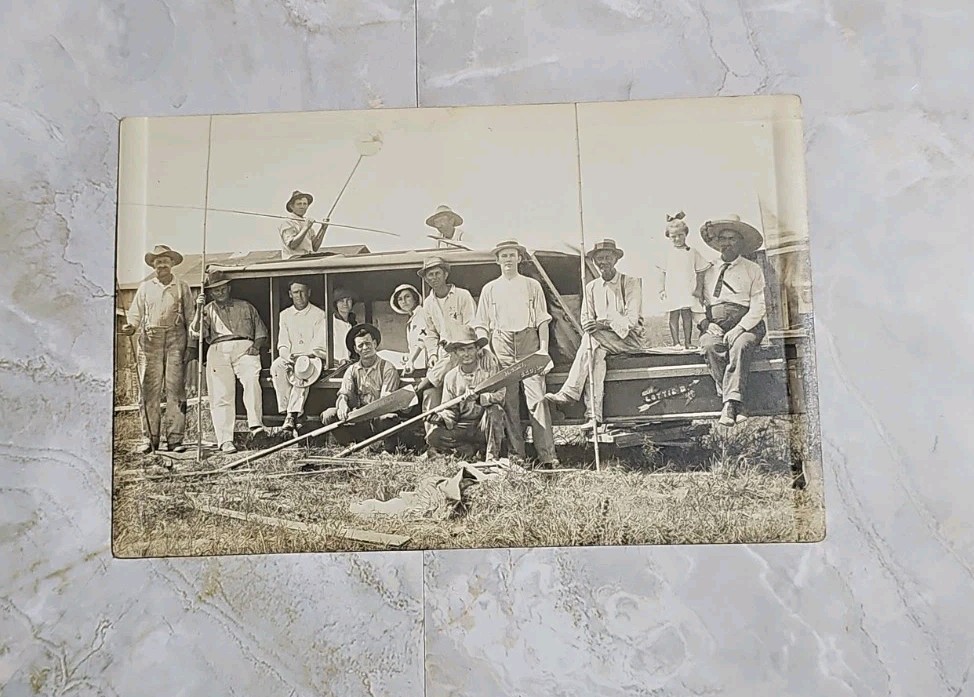 Antique RPPC Railroad Work Crew Track Construction Men w/ Tools Pistol Early...