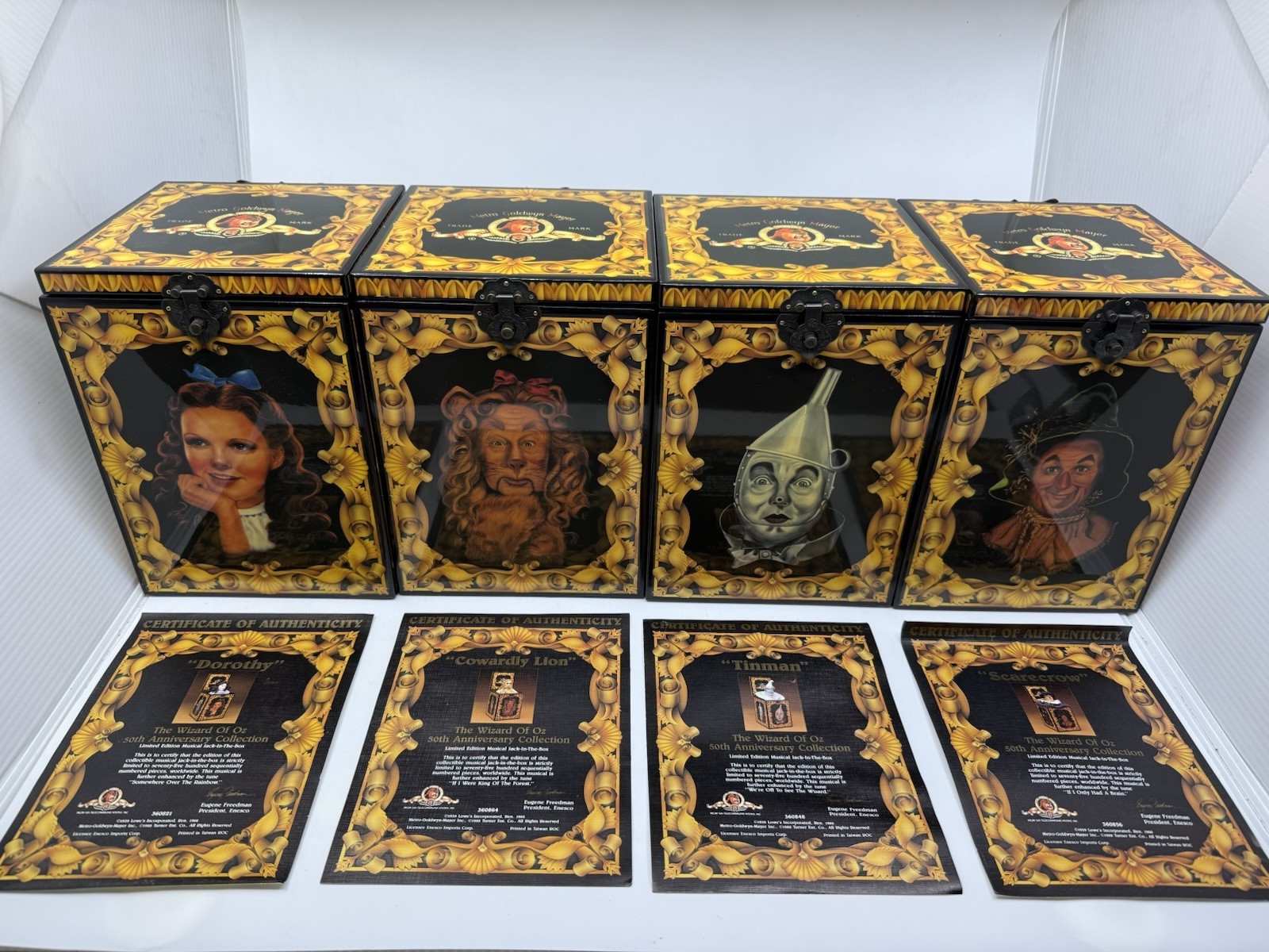 Set of 4 Vtg Wizard Of Oz 50th Anniversary Musical Jack In The Boxes READ Set of 4 Vtg Wizard Of Oz 50th Anniversary Musical Jack In The Boxes READ