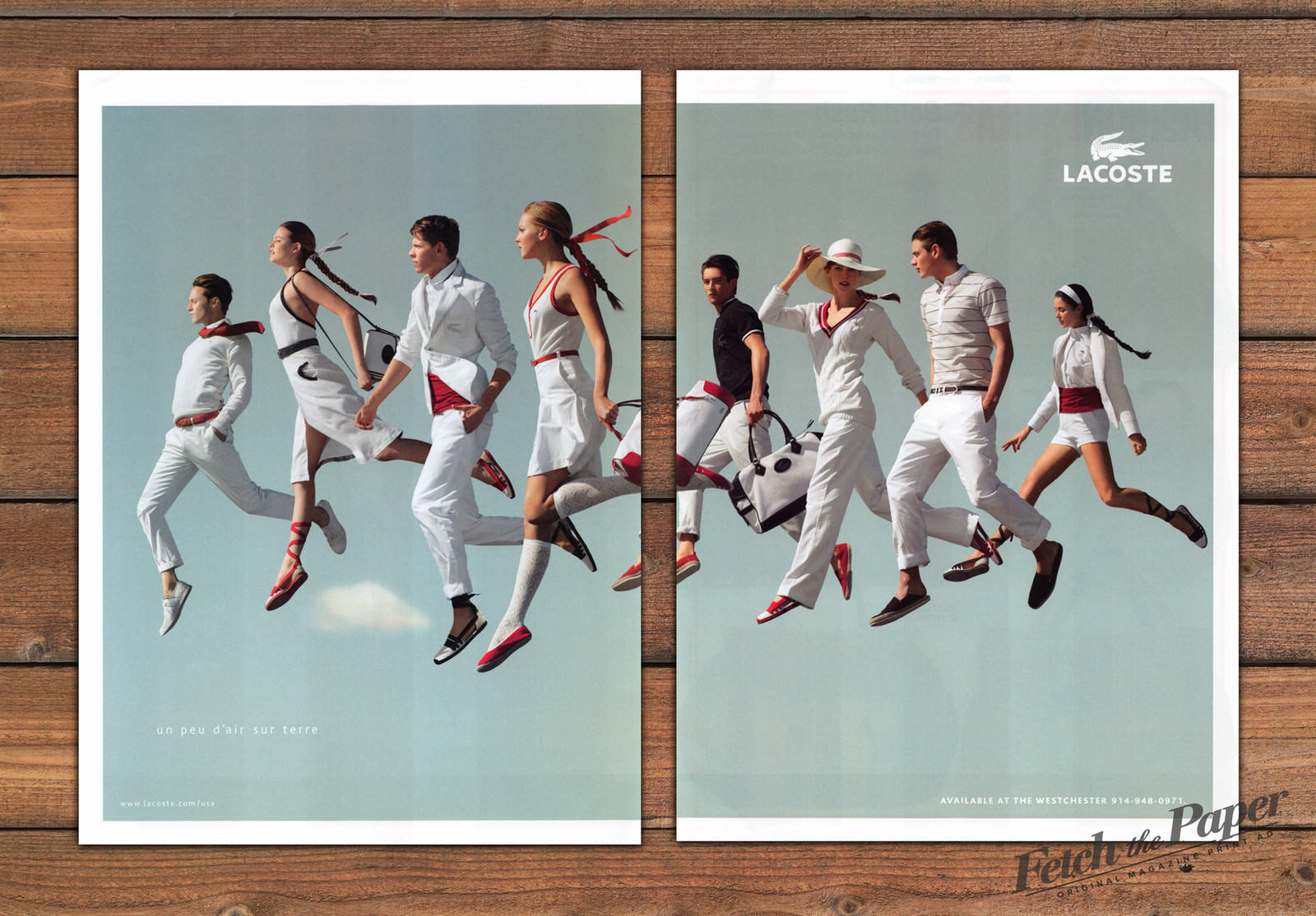Lacoste Models Jumping White Outfits Red Espadrilles Print Ad 2008 2000s (2pgs)