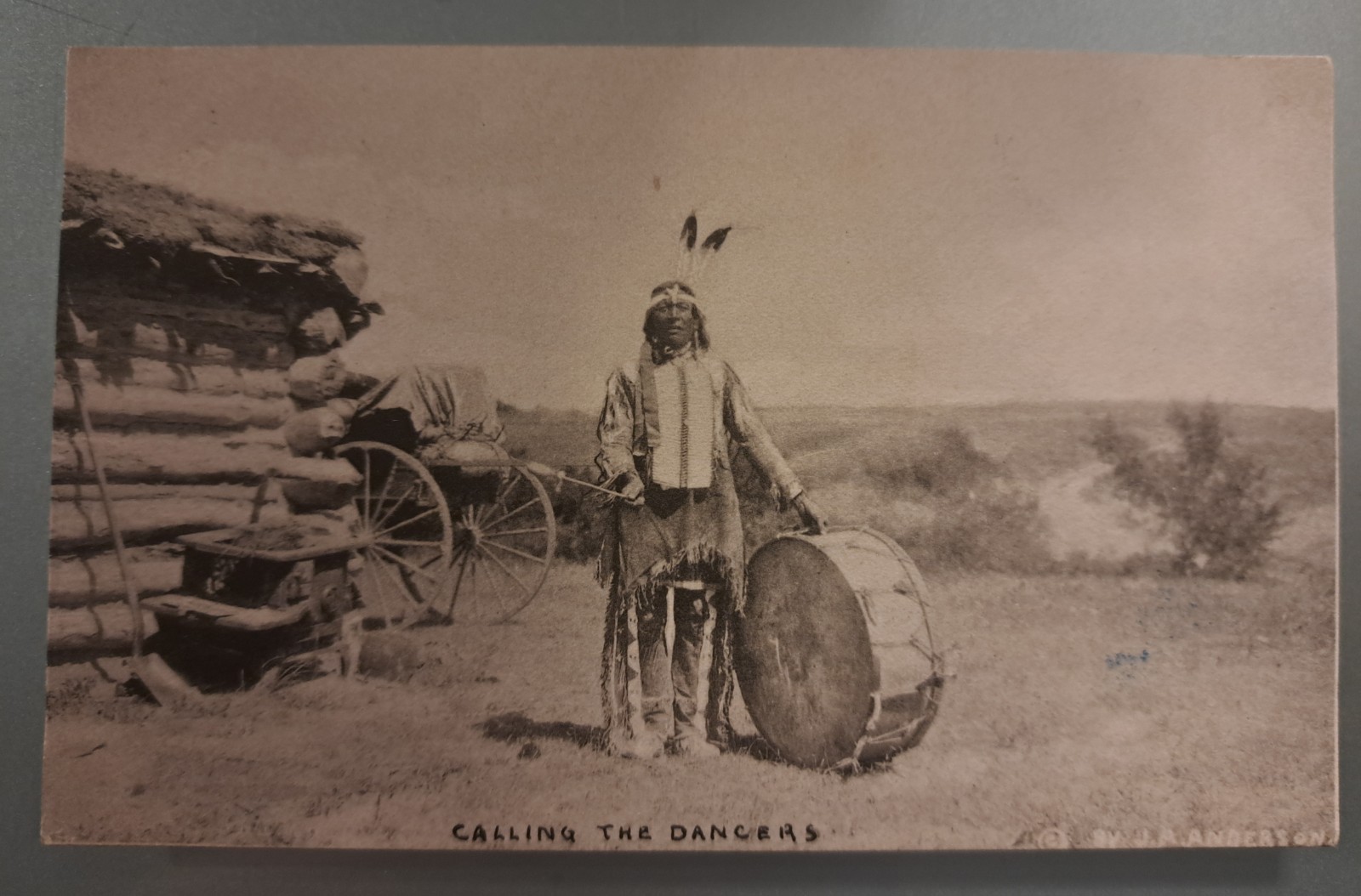 Postcard 1912 CALLING THE DANCERS John Anderson Rosebud Lakota Sioux Indian