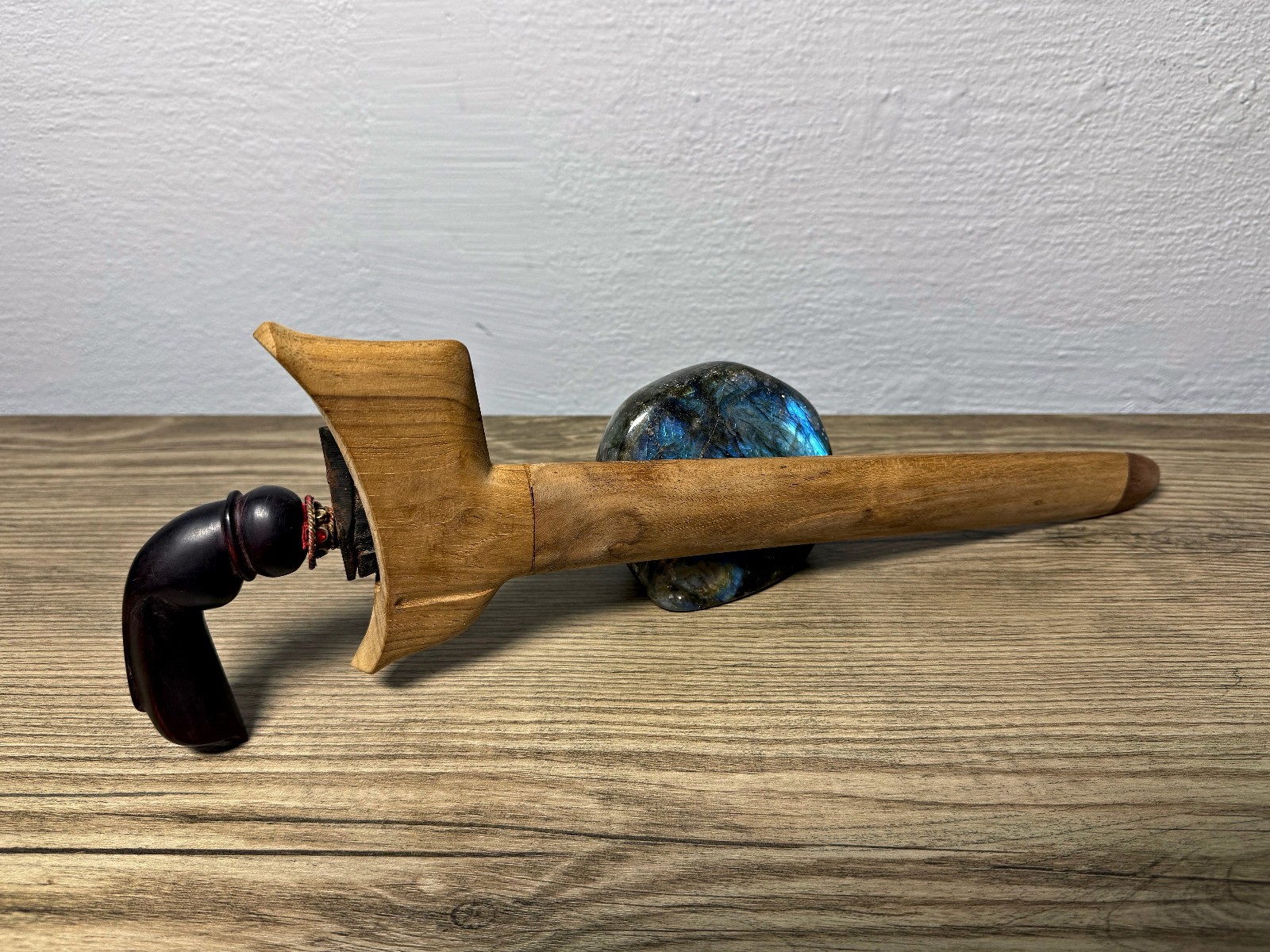 Antique Indonesian Keris (Kris) Dagger Brown Wooden Handle w/ Wooden Scabbard