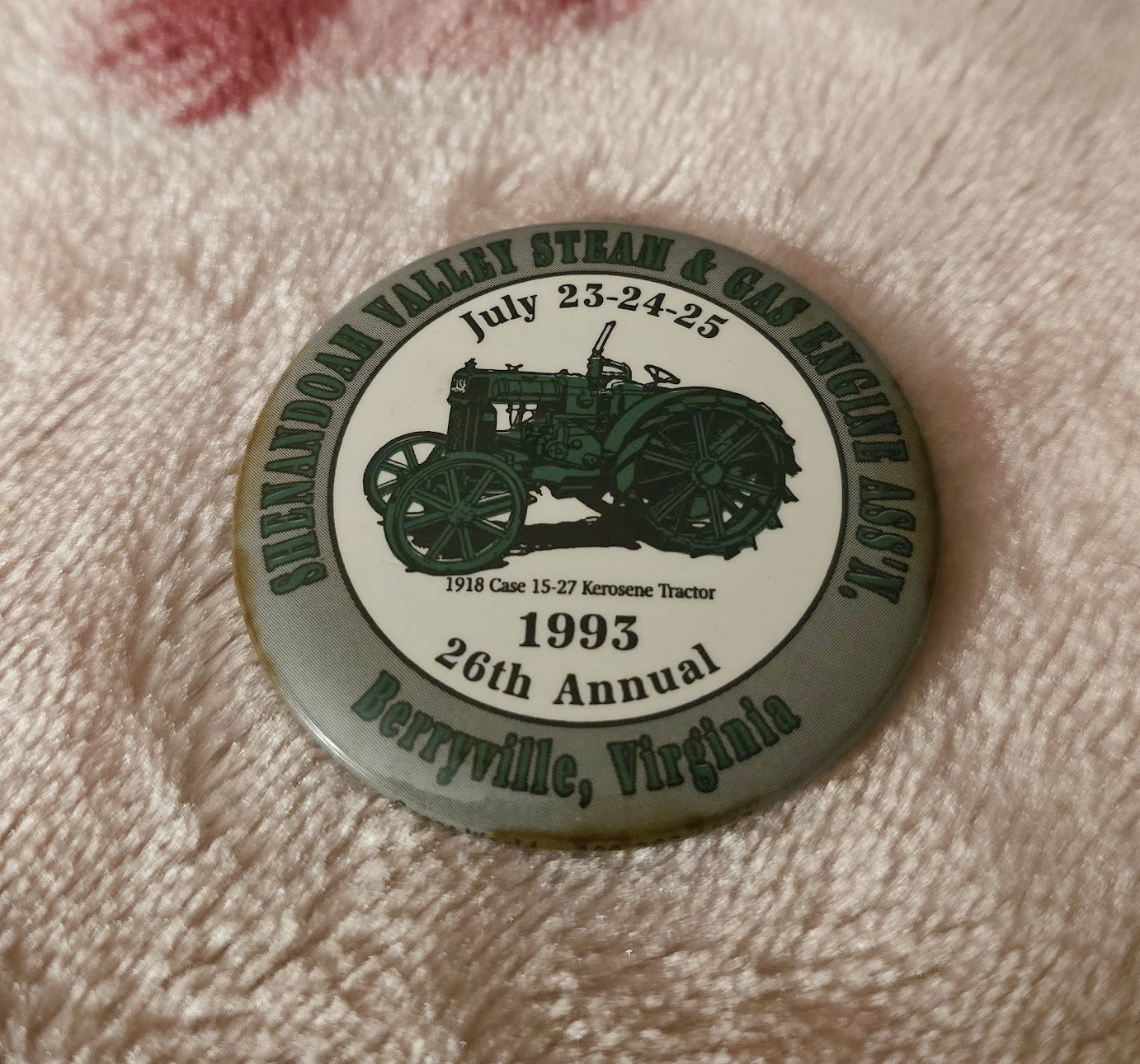 Pinback Shenandoah Valley Steam & Gas Engine Ass'n Berryville Virginia 1993