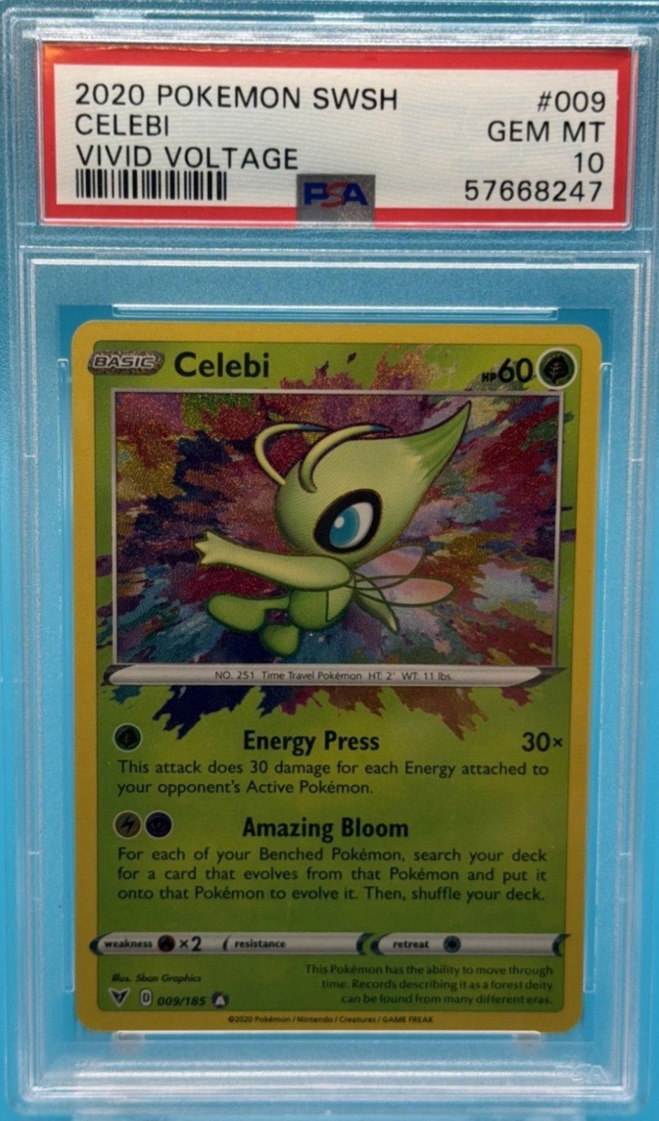 2020 Pokemon SWSH Vivid Voltage Celebi 009/185 Amazing Rare Holo PSA 10 GEM MINT